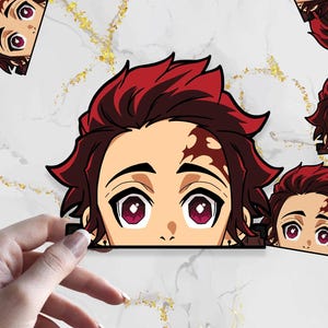 Demon Hunter | Waterproof Anime Peeker Stickers - Durable Vinyl Decals for Cars, Laptops, Water Bottles, Bumper, Die-Cut, Kiss-Cut
