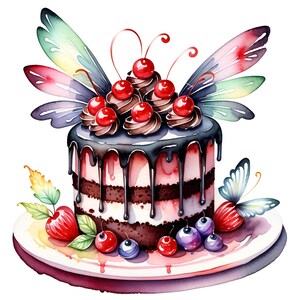 Schwarzwald Kuchen, 12 hochauflösende hochauflösende PNGs, kommerzielle Lizenz Clipart, POD, Menü, Karten, Dekorationen, Kunsthandwerk