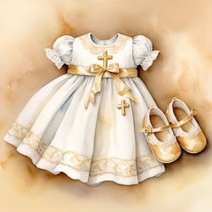 Bautizo, 12 archivos JPG de acuarela de alta resolución, clipart con licencia comercial, POD, tarjetas, invitaciones, decoraciones, letreros, manualidades de papel
