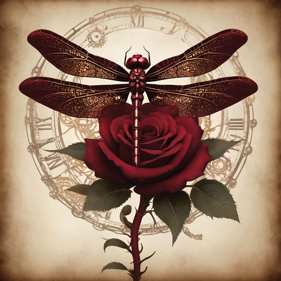 Dragonfly Clock Roses Dragonfly and Roses Vol. 1, 12 High-res Digital Art Jpgs, Commercial ...