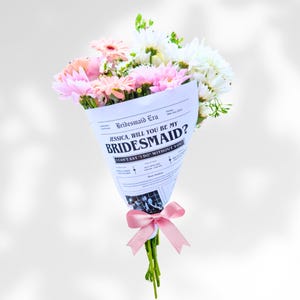 Bridesmaid Proposal Newspaper Flower Bouquet Printable Newspaper Bridesmaid Gift Maid of Honor Proposal Card Will You Be My Flower Wrap