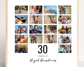 Personalized 30th Birthday Photo Collage Gift Canva Template Digital Download