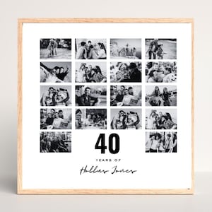 40th Birthday Photo Collage Personalized 40th Birthday Photo Collage Family Gift Number Collage Gift for Him Gift for Her 40 Collage Gift