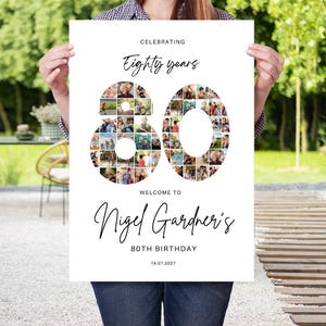 80th Welcome Sign Look Whos 80 Welcome Sign Modern 80th Welcome Sign 80th Poster with Photo Birthday Welcome Poster 80th Birthday Collage