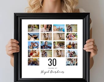 Personalized 30th Birthday Photo Collage Gift Canva Template Digital Download