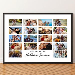 40th Birthday Photo Collage Personalized 40th Birthday Photo Collage Family Gift Number Collage Gift for Him Gift for Her 40 Collage Gift