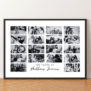 40th Birthday Photo Collage Personalized 40th Birthday Photo Collage Family Gift Number Collage Gift for Him Gift for Her 40 Collage Gift