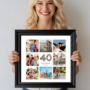 40th Birthday Photo Collage Personalized 40th Birthday Photo Collage Family Gift Number Collage Gift for Him Gift for Her 40 Collage Gift