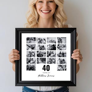 40th Birthday Photo Collage Personalized 40th Birthday Photo Collage Family Gift Number Collage Gift for Him Gift for Her 40 Collage Gift
