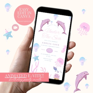 Oneder the Sea Birthday Invitation Printable Under the Sea Editable Template 1st Birthday Invite Ocean Animals Girls Under the Sea Invite