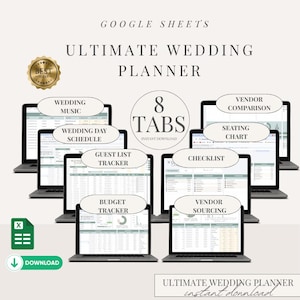 Wedding Planner Spreadsheet Wedding Budget Tracker Wedding Timeline Checklist Guest List Tracker Wedding Itinerary Seating Plan Wedding Gift