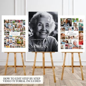 Funeral Photo Collage Sign Set Template Funeral Welcome Sign Template Celebration of Life In Loving Memory Memorial Poster Size Template