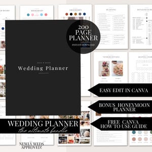 200 Page Wedding Planner Bundle Canva Template Digital Download