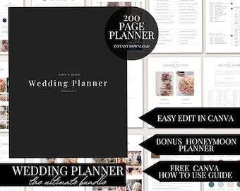 200 Page Wedding Planner Bundle Canva Template Digital Download