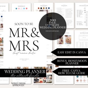 Ultimate 200 Page Wedding Day Binder Template Wedding Day Coordination Wedding Day Information Wedding Itinerary Wedding Planner Canva Edit