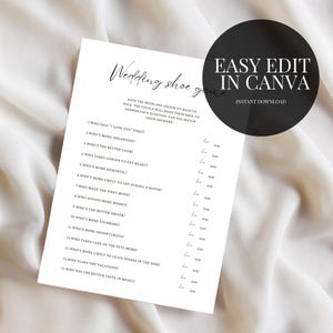 Shoe Game Template Wedding Couples Shower Games Bridal Shower Games Engagement Party Games Wedding Shower Celebration Games Party Game Bride