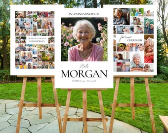 Funeral Welcome Sign Template Photo Collage Celebration of Life Canva Editable Digital Download