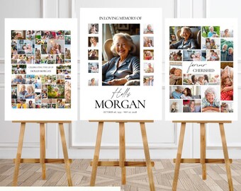 Modello di collage fotografico per funerali, set per celebrare la vita (download digitale)