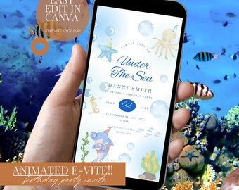 Unter dem Meer Geburtstagseinladung Meerestiere Evite Digitaler Download