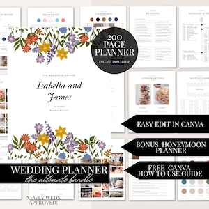 200 Page Wedding Planner Bundle Canva Template Digital Download
