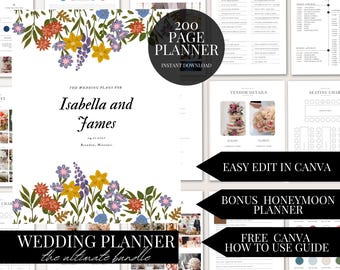 200 Page Wedding Planner Bundle Canva Template Digital Download