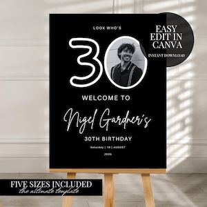 Plaque de bienvenue 30e Look Whos 30 Plaque de bienvenue moderne 30e Plaque de bienvenue 30e Poster avec photo Anniversaire Poster de bienvenue 30e Plaque de bienvenue 30e Canva