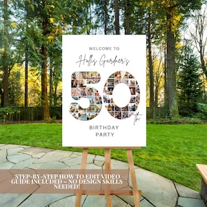 Collage de fotos editable para 50 cumpleaños, plantilla de póster con foto para 50 cumpleaños, regalo para 50 cumpleaños, letrero decorativo para fiesta de 50 cumpleaños, póster para 50 cumpleaños
