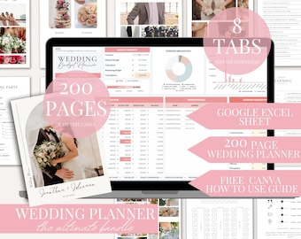 Ultieme bruiloftplannerbundel 180 pagina's canva en digitale download voor Google Spreadsheets