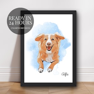 Ritratto di animale domestico personalizzato ad acquerello Illustrazione di animali domestici Regalo per amanti degli animali Regalo di compleanno Regalo commemorativo per animali domestici Ritratto di cane Arte commemorativa personalizzata per cani
