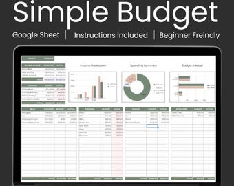 Budget Planner Google Sheet Monthly Budget Spreadsheet Paycheck Budget Template Simple Weekly Financial Planner Beginners Biweekly Budgeting