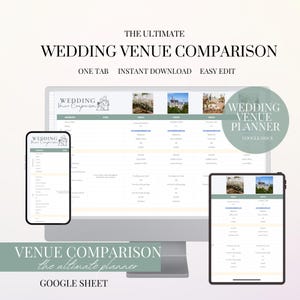 Hochzeitsort-Vergleich Tabelle für Google-Blatt Hochzeits-Planer Hochzeitsplanung Hochzeitsort-Auswahl Hilfe