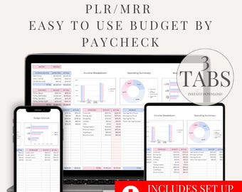 Budget By Paycheck Google Sheet PLR Commercial License Resale Template