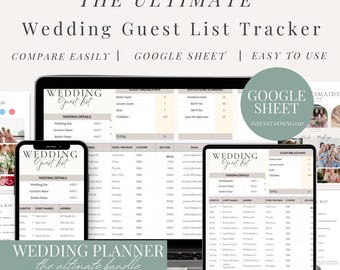Wedding Guest List  RSVP Tracker Google Sheet Planner Digital Download