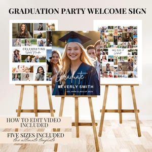 Graduation Welcome Sign Set Photo Collage Editable Canva Template Digital Download