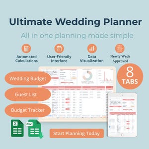 Wedding Planner Spreadsheet Wedding Budget Tracker Wedding Timeline Checklist Guest List Tracker Wedding Itinerary Seating Plan Wedding Gift
