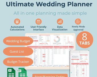 Ultimat bröllopsplanerarpaket Google Sheets och Canva-mallar digital nedladdning