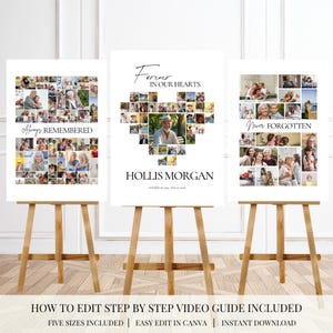 Celebration of Life Funeral Photo Collage Sign Set Template Funeral Welcome Sign Template In Loving Memory Memorial Poster Welcome Sign