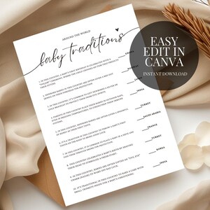 Baby Traditionen auf der ganzen Welt Baby Shower Spiel Minimalistisches druckbares Baby Shower Spiel Digitaler Download Baby Traditionen auf der ganzen Welt