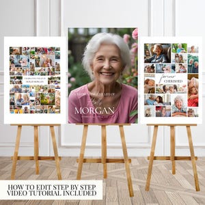 Funeral Photo Collage Sign Set Template Funeral Welcome Sign Template Celebration of Life In Loving Memory Memorial Poster Size Template
