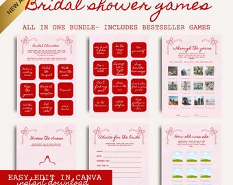 Bridal Shower Games Bundle 10 Printable Editable Templates Edit In Canva