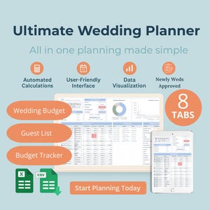 Wedding Planner Spreadsheet Wedding Budget Tracker Wedding Timeline Checklist Guest List Tracker Wedding Itinerary Seating Plan Wedding Gift