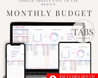 Arkusz kalkulacyjny budżetu na podstawie wypłaty Łatwy miesięczny plan finansowy Arkusz Google do pobrania w wersji cyfrowej