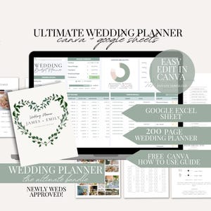 Canva Google Sheet Wedding Planner Bundle Wedding Budget Guest List Tracker Canva Wedding Planner Spreadsheet Wedding Planner Day of Binder