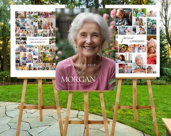 Funeral Welcome Sign Template Photo Collage Celebration of Life Canva Editable Digital Download