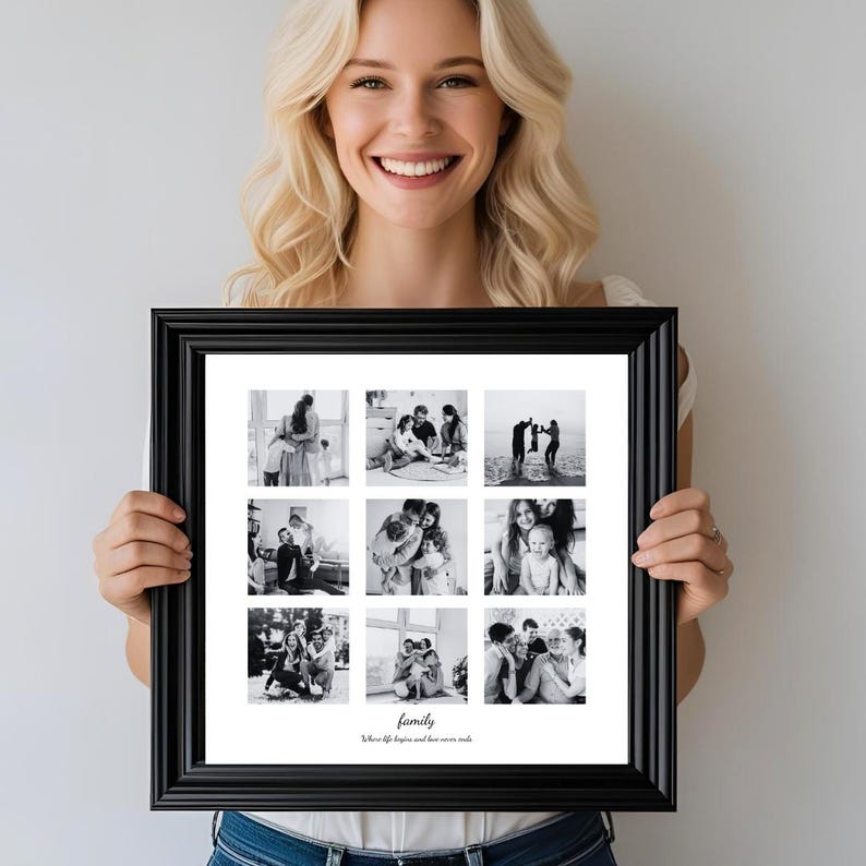 Personalized Family Photo Collage Print, Custom Anniversary Gift ...