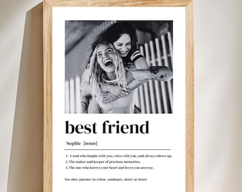 PERSONALISED BEST FRIEND Definition Print Wall Art Print Best Friend Gift Photo Definition Print Quote Print Custom Gift With Photo Friend