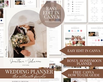 The Ultimate Wedding Day Binder Template Edit in Canva Wedding Itinerary Instant Download Digital Template Printable Wedding Planner Edit