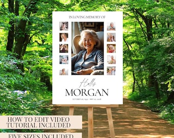 Funeral Welcome Sign Celebration of Life Photo Poster Canva Template Digital Download