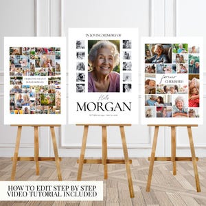 Funeral Photo Collage Sign Set Template Funeral Welcome Sign Template Celebration of Life In Loving Memory Memorial Poster Size Template