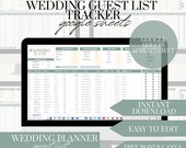 Wedding Guest List RSVP Tracker Google Sheet Template Digital Download